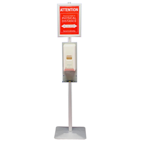 Heavy hand sanitizer aluminum stand with aluminum SNAP Sign Frame